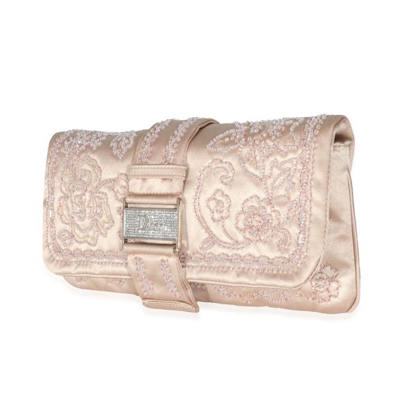 Christian Dior Vintage Pink Silk Beaded Flap Clutch - Picture 2 of 7